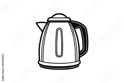 Electric Kettle Illustration in Black and White Silhouette