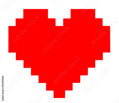 Red pixel art heart, retro gaming culture, commonly used in 8-bit and 16-bit game interfaces