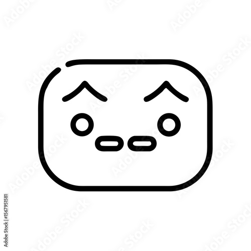 Outline Icon of Confused or Anxious Face Expression with Raised Eyebrows