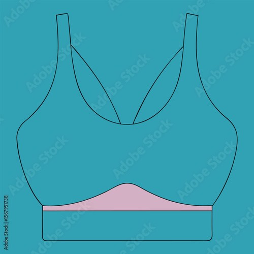 women everyday strappy, scoop, non wired, flat sketch, sports bra 