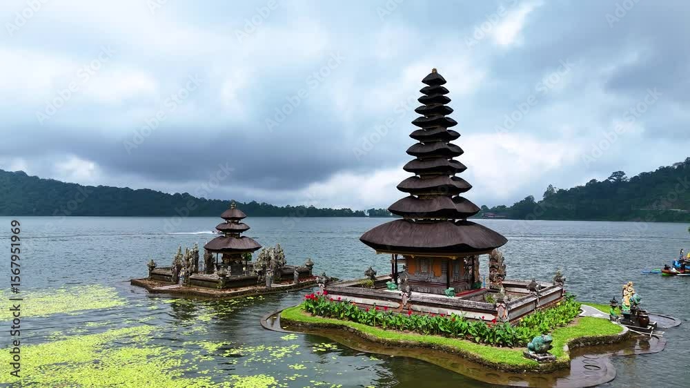 Ulun Danu Beratan temple at the edge of Lake Bratan, Bali, Indonesia