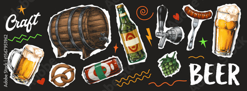 Craft beer elements in a fun vibrant design