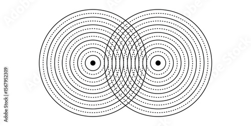 Two Source Interference in Physics. Interference of Water Waves.