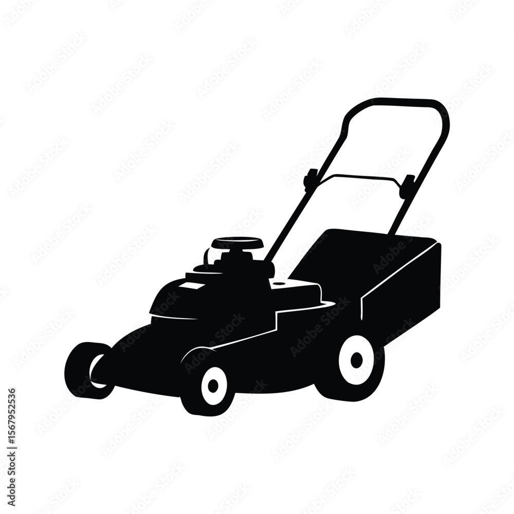 Fototapeta premium Monochrome silhouette lawn mower for garden maintenance and yard work