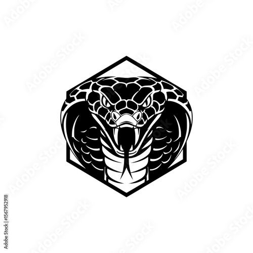 Strong Monochrome Cobra Snake Logo Design
