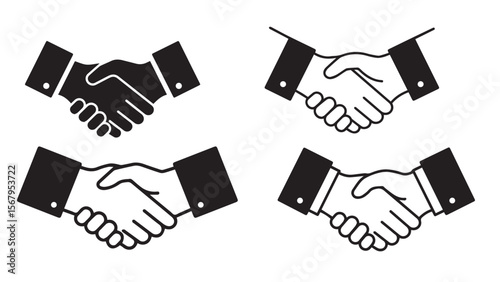 Handshake icons symbolizing business agreement and partnership vector