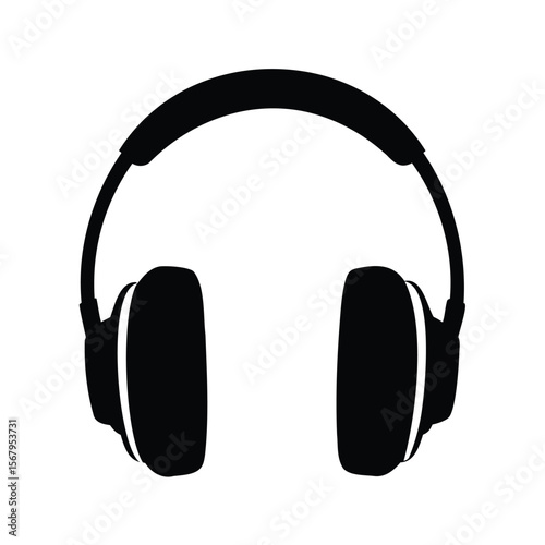 Silhouette of over ear style headphones on white background is very modern