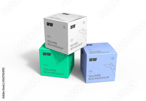 Stack of Square Box Mockup