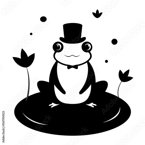 frog wearing a top hat and bow tie