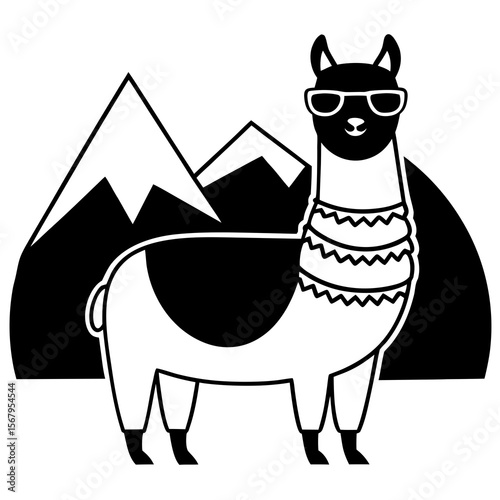 llama wearing a cozy sweater and glasses