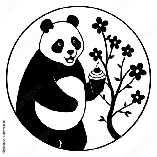panda and bamboo