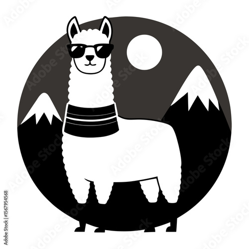 llama wearing a cozy sweater and glasses