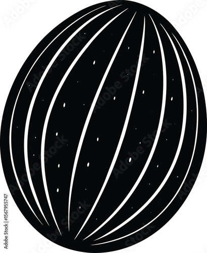 Whole nutmeg silhouette spice illustration graphic