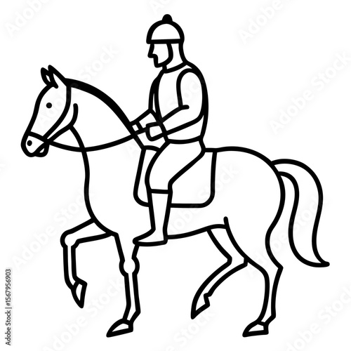 Knight on horseback line art vector illustration 