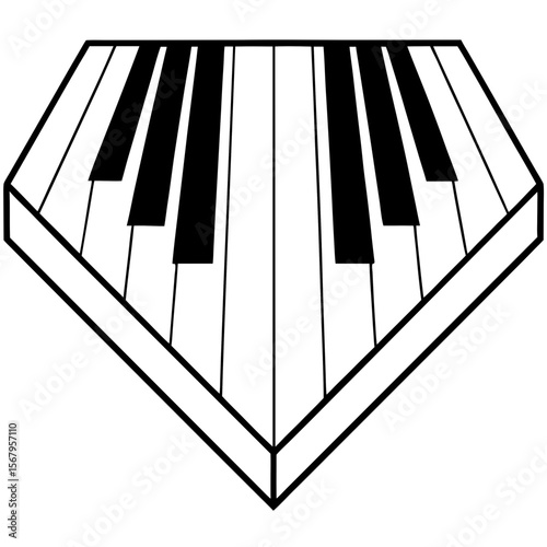 Piano keys abstract line art vector illustration