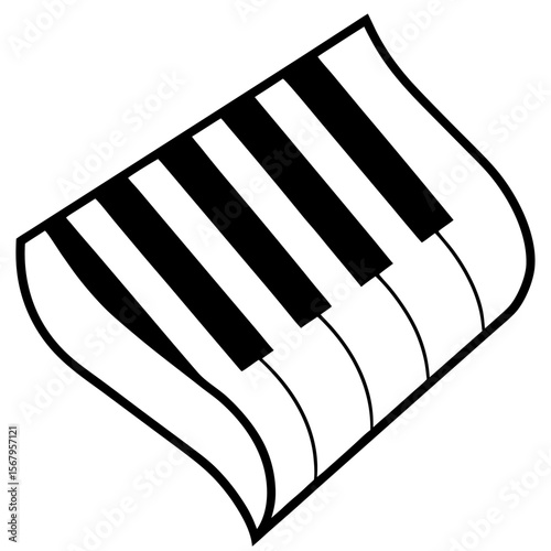 Piano keys abstract line art vector illustration