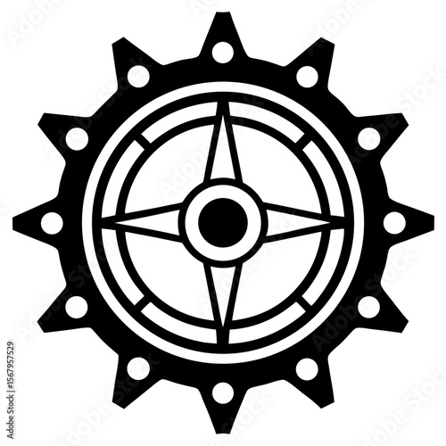Steampunk gear line art vector illustration