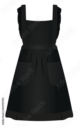 Black maid dress apron. vector	