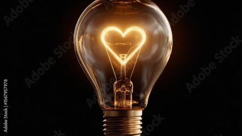 Illuminated Heart Shaped Filament in Vintage Lightbulb