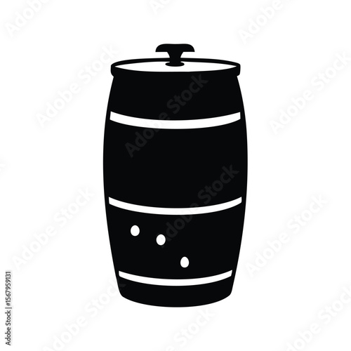 Monochrome container image depicting a pot or barrel with lid closed