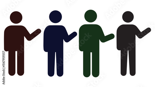 Diverse People Figures in Different Colors Pointing Illustration