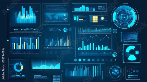 Futuristic data dashboard