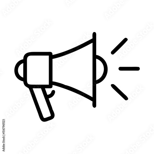 Outline of a megaphone with sound waves emitting outward  