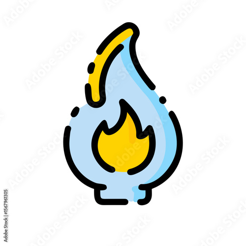 Abstract gas flame icon in colorful flat design style  