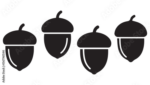 Simple Acorn Icons in a Row for Autumn Designs
