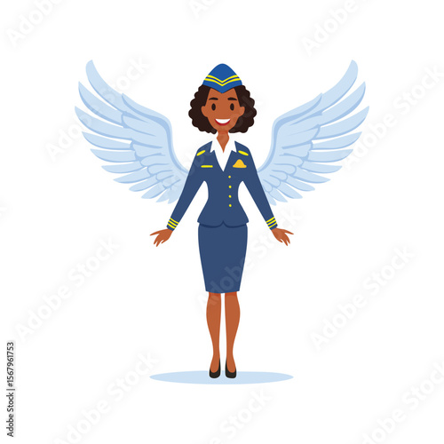 Simple Illustration Flight attendant with wings