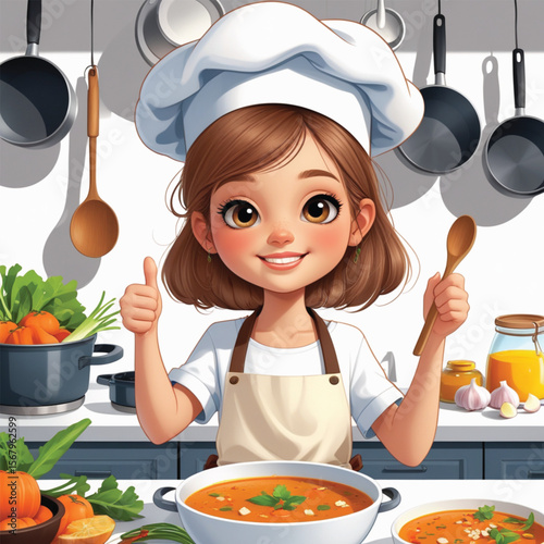 little girl cooking