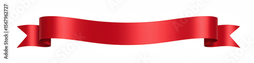 Vibrant red ribbon banner, perfect for decoration or announcements, adds festive touch to any design