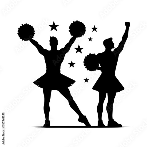 male cheerleader silhouette ,  cheerleader silhouette