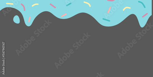 Minimalist background with melted donut cream and sprinkles topping and copy space area