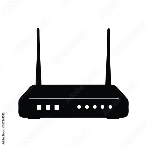 Silhouette of a dual antenna wireless router for home or business network