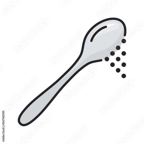 Spoon icon. utensil, stir, metal, scoop, kitchen, cafe, silverware, tool. Vector Icon Illustration
