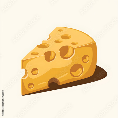 Cheese Slice Icon Illustration with Holes