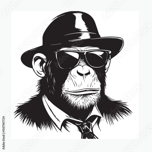 chimpanzee wearing hat