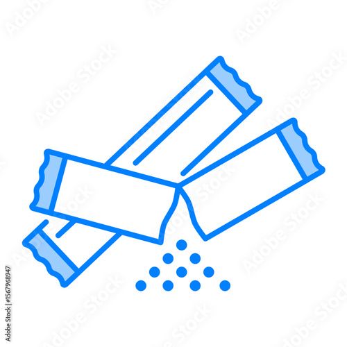 Sugar sticks icon. sugar packet, sugar, sweetener, sachet, condiment, cafe, single-use, stir, beverage. Vector Icon Illustration