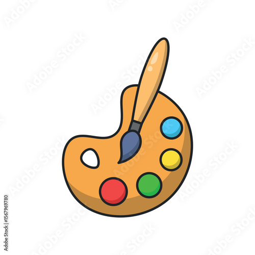 Colorful artist palette with paint blobs, ideal for creative and art-related web content and promotional materials.