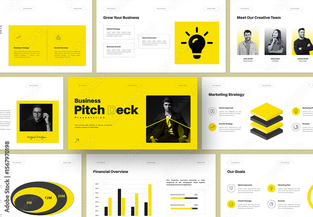 Modern Yellow Business Pitch Deck Presentation for Startups & Investors ...