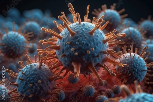 Corona Virus In Red Artery Microbiology And Virology Concept