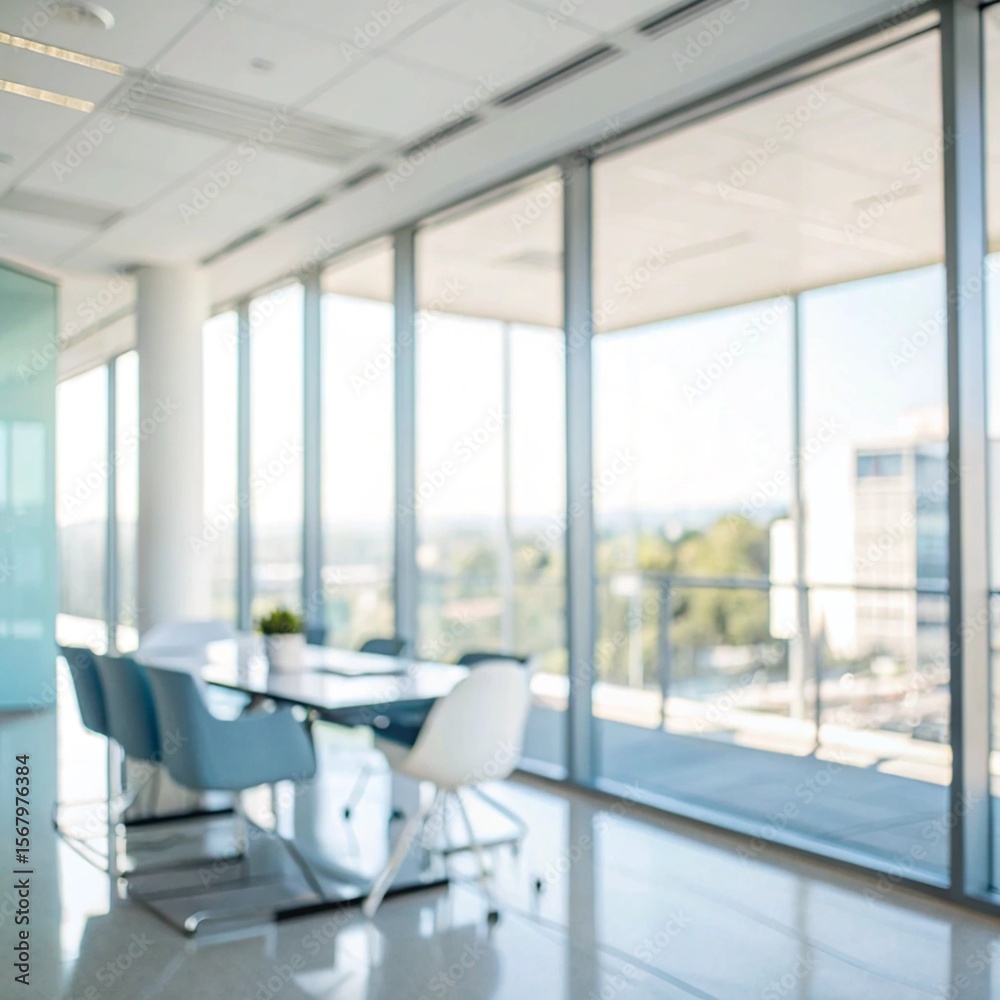 Fototapeta premium Modern Office Conference Room with Large Windows
