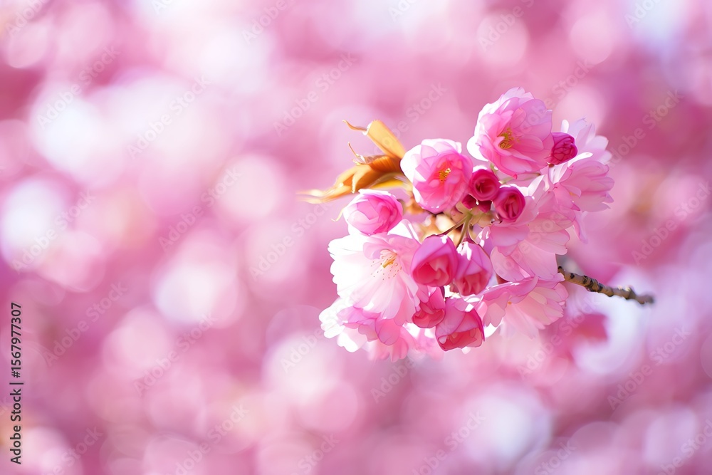 Fototapeta premium Beautiful pink cherry blossom flowers blooming in spring season