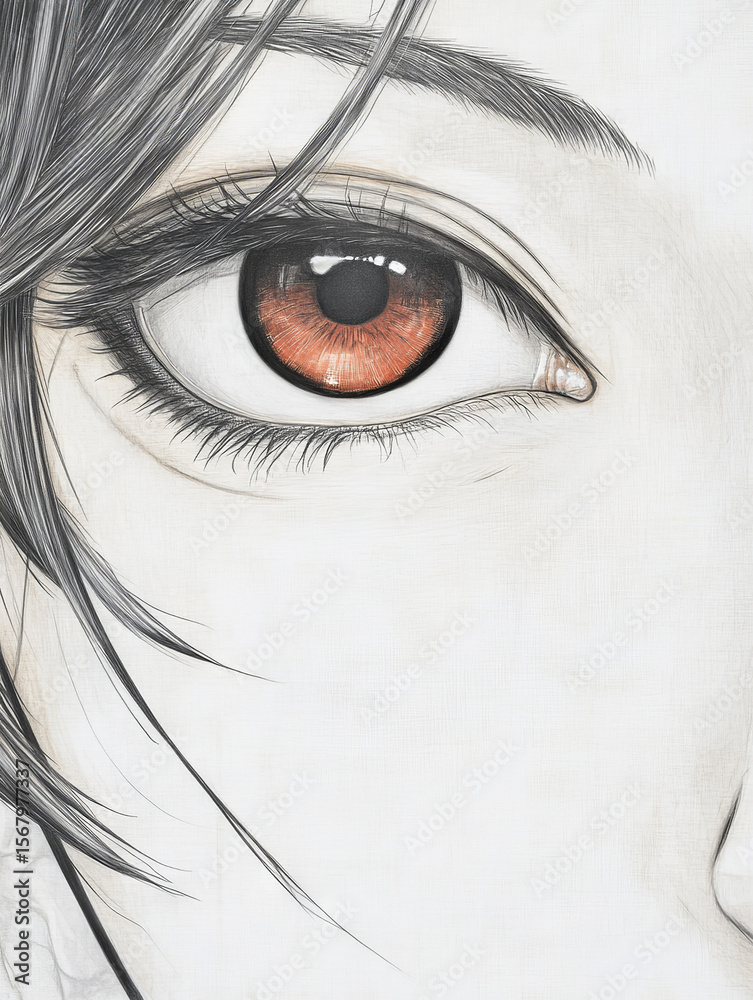 Fototapeta premium Illustrative Woman Face - Close Up