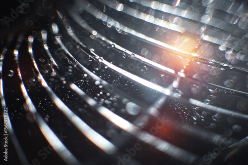Wallpaper Mural 水滴が付着した扇風機の金属グリルのマクロ写真（光の反射） Torontodigital.ca