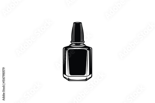 Elegant Nail Polish Bottle in Black and White Silhouette Style