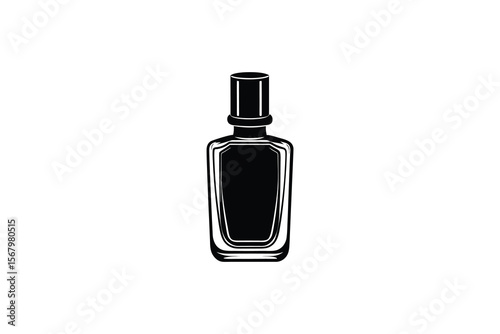 Elegant Perfume Bottle Illustration in Black and White Silhouette Style