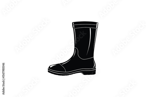 Rubber Boot Silhouette Isolated on White Background for Design Projects