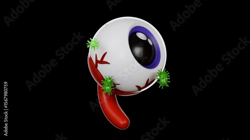 3D Cute Stylized Eyeball Disease Animation | 4K | Alpha Channel | Transparent | 6s
